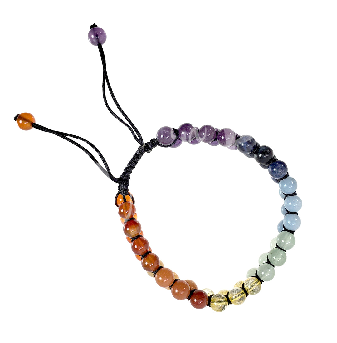 Bracelet Double Row Adjustable Chakra (6mm) 6.75-10.25"