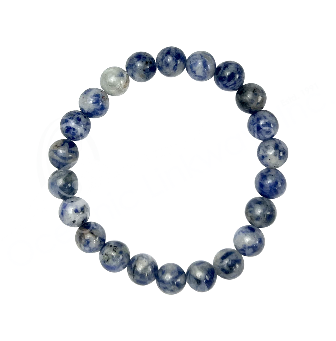 Pulsera de jaspe de puntos azules (8-8,5 mm) 7,15-7,25"