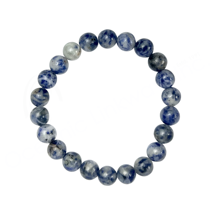 Pulsera de jaspe de puntos azules (8-8,5 mm) 7,15-7,25"
