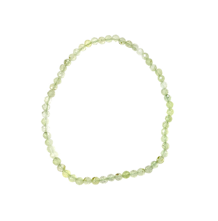 Bracelet Faceted Stone Beads Prehnite (3-4mm) 7.25-7.45"