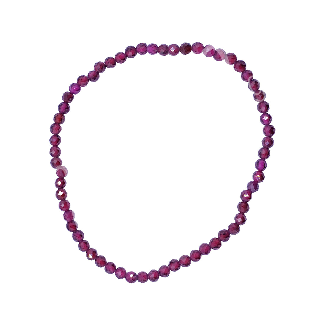 Bracelet Faceted Stone Beads Garnet (3-4 mm) 7.25-7.45"