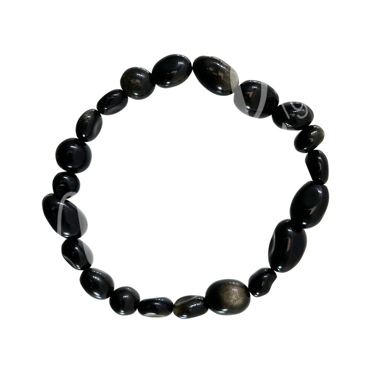 Bracelet Tumbled Stones Obsidian, Golden Sheen (8 X 10 mm) 7.45-7.5"