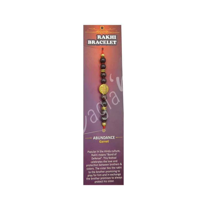 Bracelet Adjustable Rakhi for Abundance w Lotus & Garnet (6 mm)