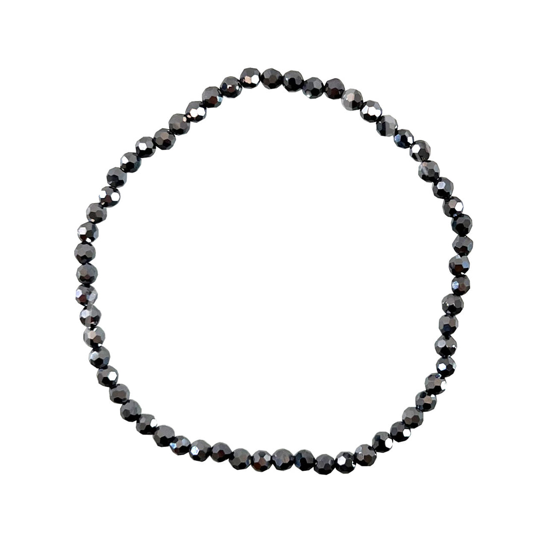 Bracelet Faceted Stone Beads Terahertz (3-4 mm) 7.25-7.45"