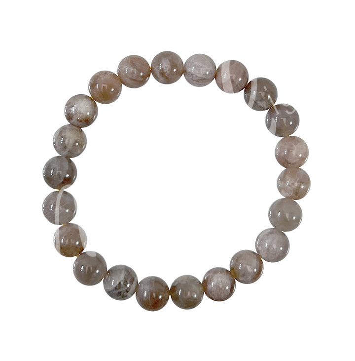 Bracelet Peach & Black Moonstone (8mm) 7.15-7.25"