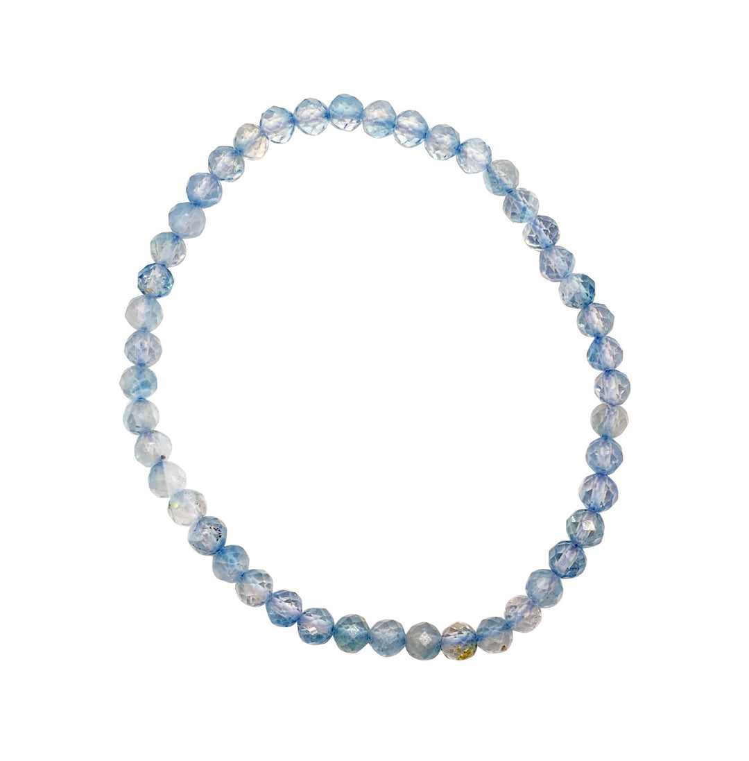 Bracelet Faceted Stone Beads Blue Topaz (4 mm) 7.25-7.45"