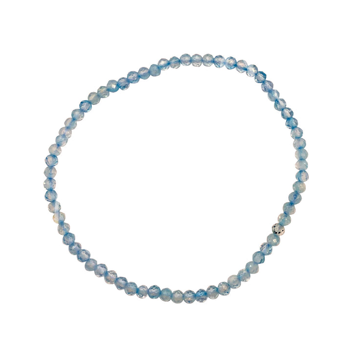 Bracelet Faceted Stone Beads Blue Topaz (4 mm) 7.25-7.45"
