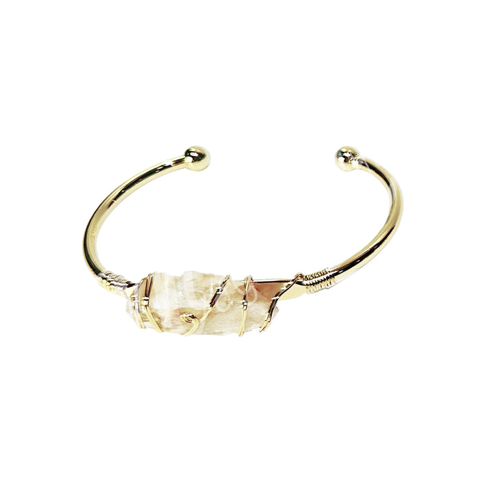 Bracelet Adjustable Wire Warped Natural Citrine Point 2.5-2.65"dia.