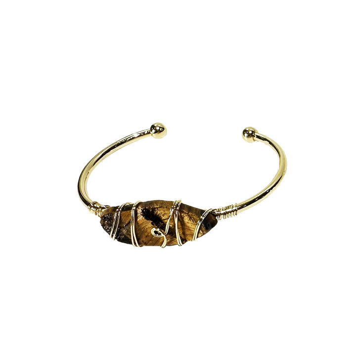 Bracelet Adjustable Wire Warped Tiger Eye 2.5-2.65"dia.