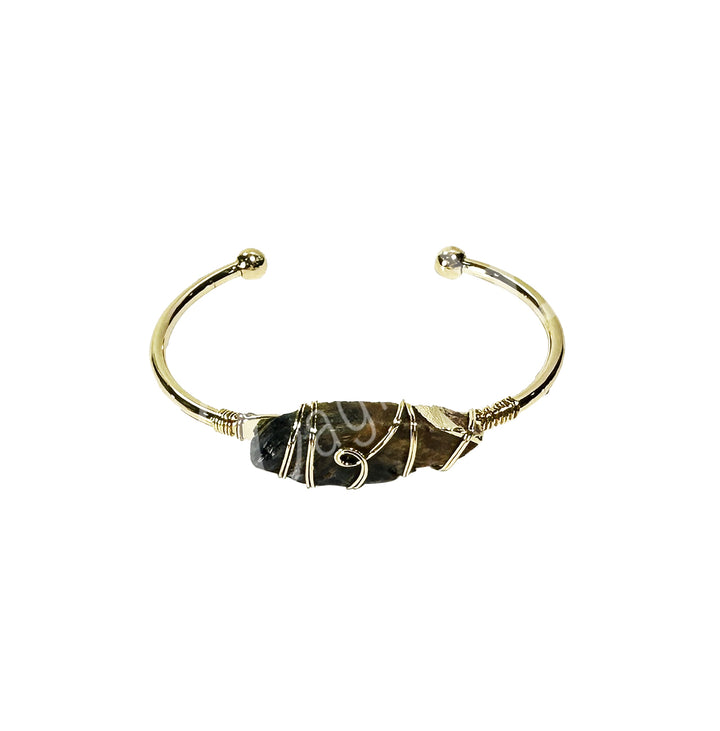 Bracelet Adjustable Wire Warped Tiger Eye 2.5-2.65"dia.