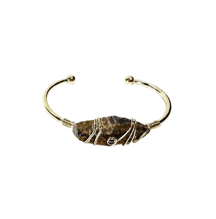 Bracelet Adjustable Wire Warped Tiger Eye 2.5-2.65"dia.