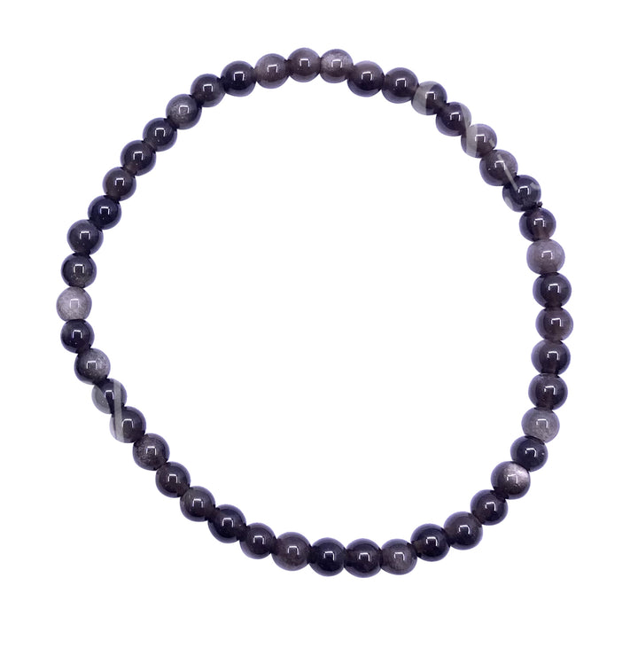 Bracelet Silver & Golden Sheen Obsidian (4mm) 7.25-7.45″