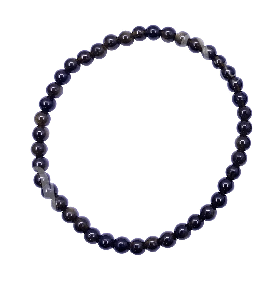 Bracelet Silver & Golden Sheen Obsidian (4mm) 7.25-7.45″