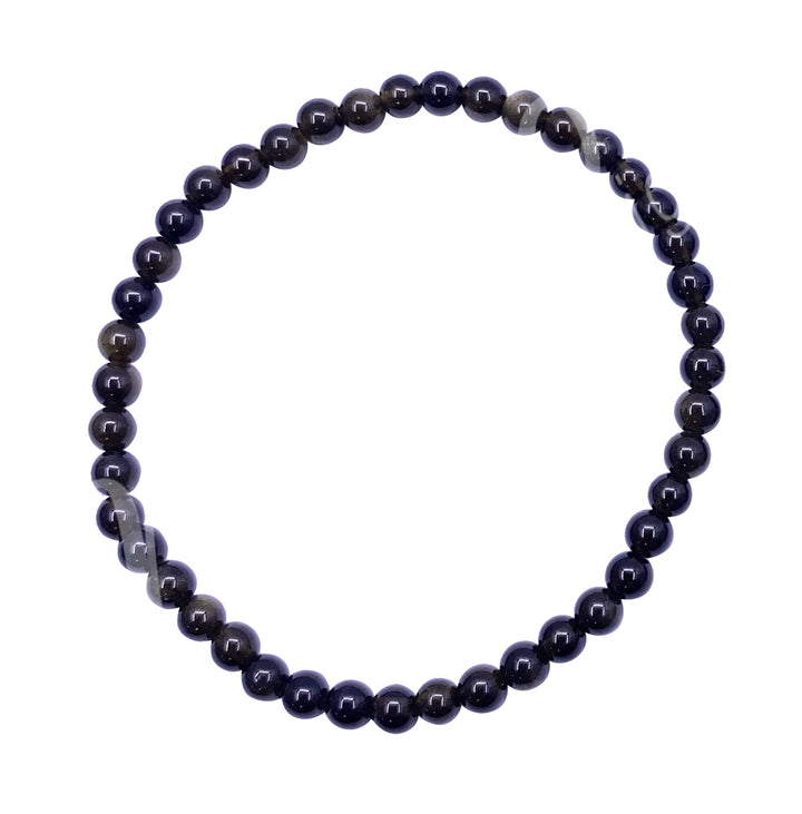 Bracelet Silver & Golden Sheen Obsidian (4mm) 7.25-7.45″