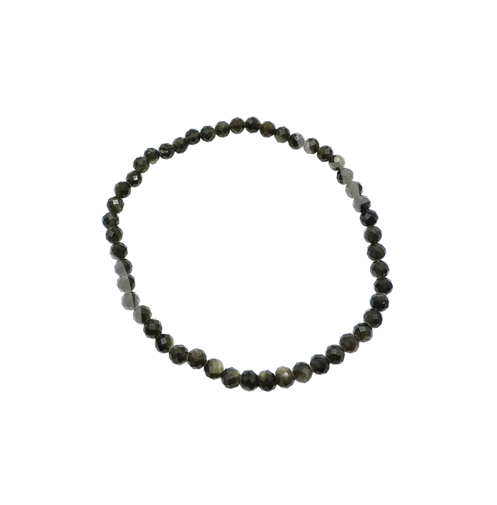 Bracelet Faceted Gold Sheen Obsidian (4 mm) 7.25-7.45"