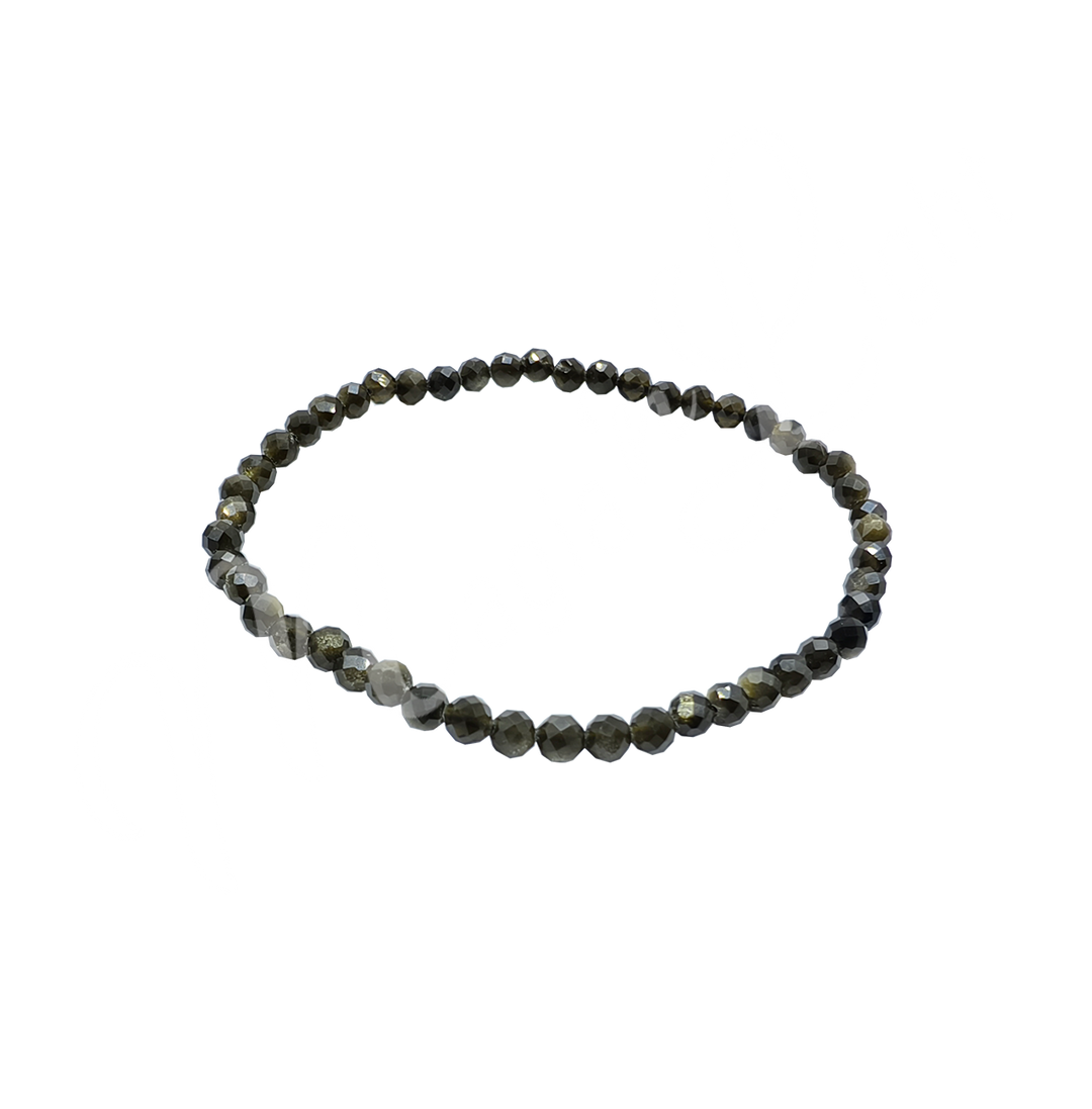 Bracelet Faceted Gold Sheen Obsidian (4 mm) 7.25-7.45"