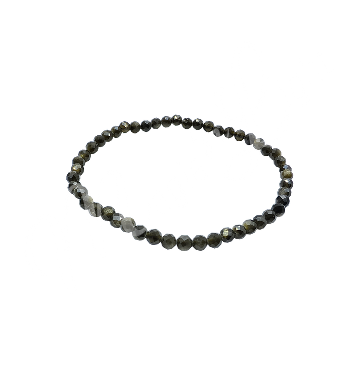 Bracelet Faceted Gold Sheen Obsidian (4 mm) 7.25-7.45"