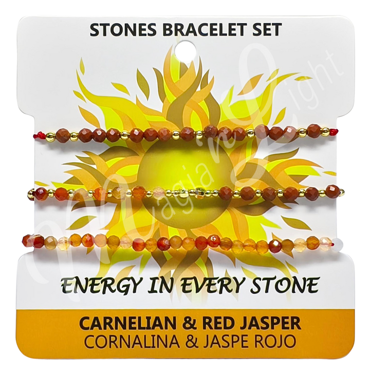 Bracelet Adjustable Carnelian & Red Jasper (3 mm) 6-10.6" (set of 3)