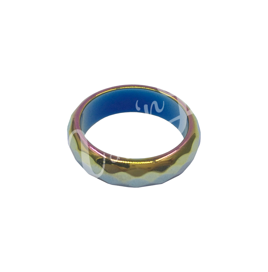 Anillo de Hematites Arcoíris Facetado Magnético