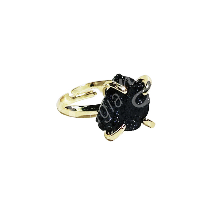 Anillo Ajustable de Turmalina Negra