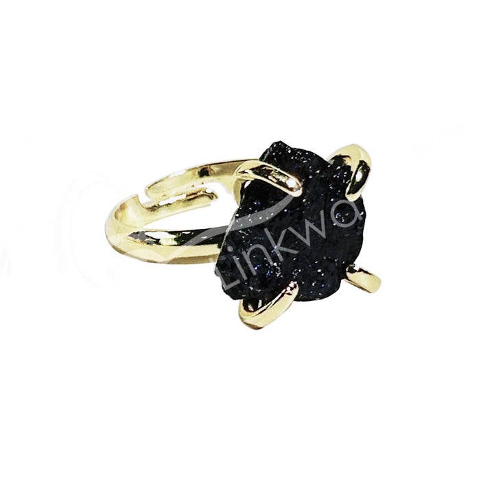 Anillo Ajustable de Turmalina Negra