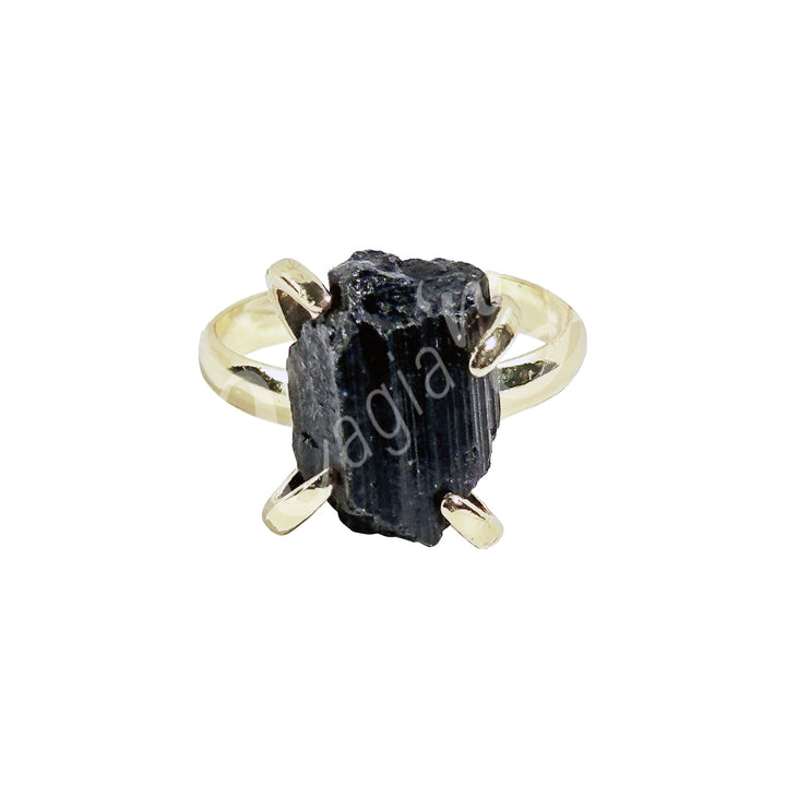 Anillo Ajustable de Turmalina Negra