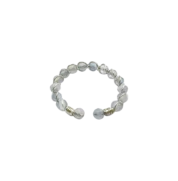 Anillo Ajustable de Aguamarina Facetada (3 mm)