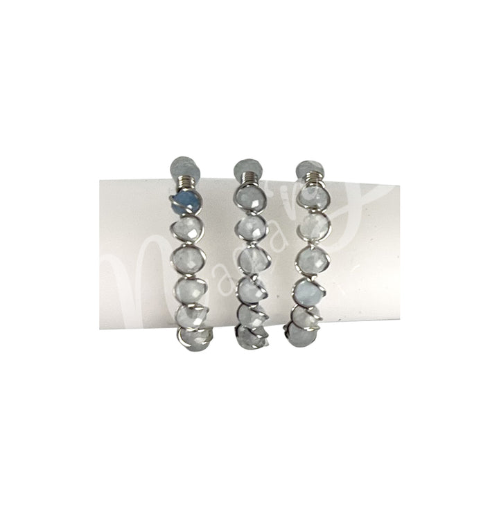 Anillo Ajustable de Aguamarina Facetada (3 mm)