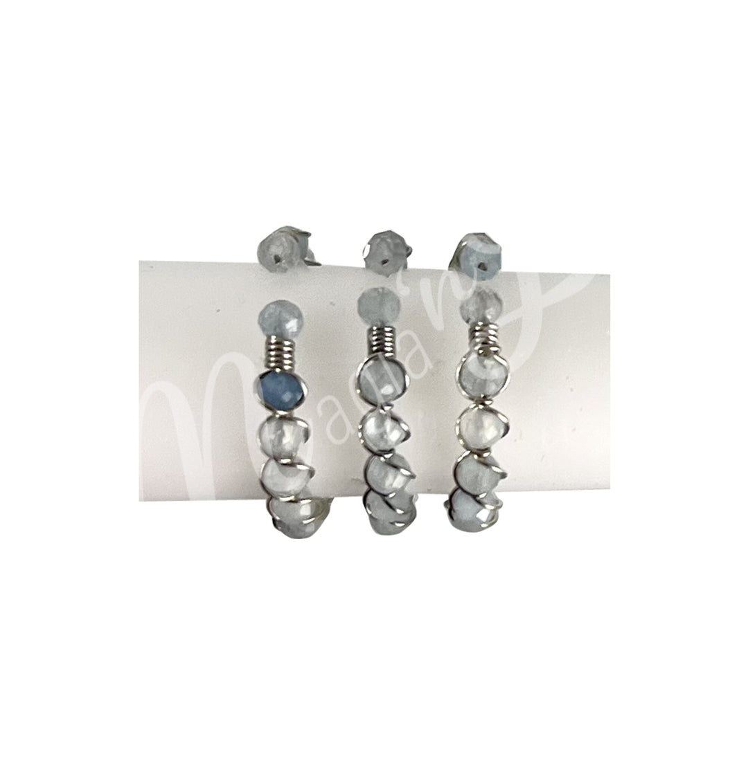 Anillo Ajustable de Aguamarina Facetada (3 mm)
