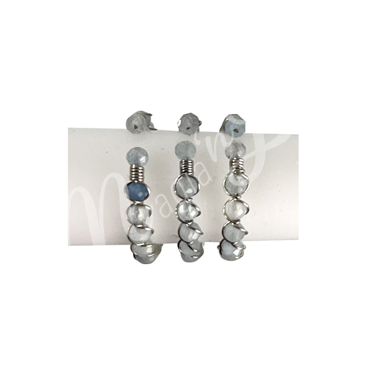 Anillo Ajustable de Aguamarina Facetada (3 mm)