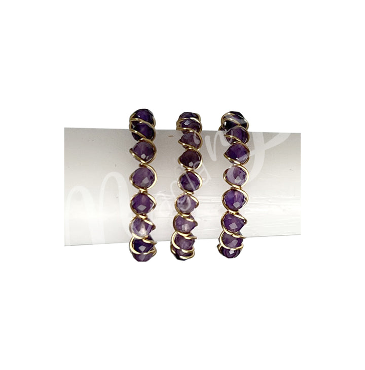 Anillo Ajustable con Piedras Facetadas de Amatista (3mm)