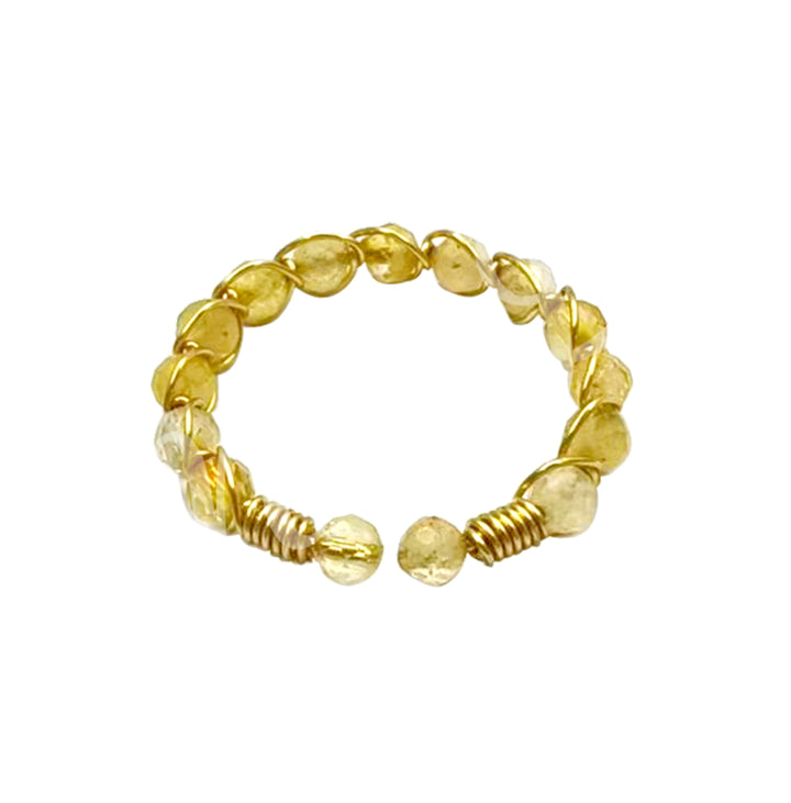 Anillo Ajustable con Piedras Facetadas de Citrina (3 mm) 