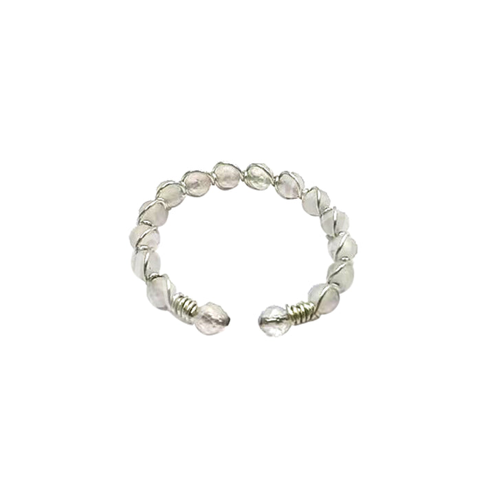 Anillo Ajustable de Cuarzo Rosa Facetado