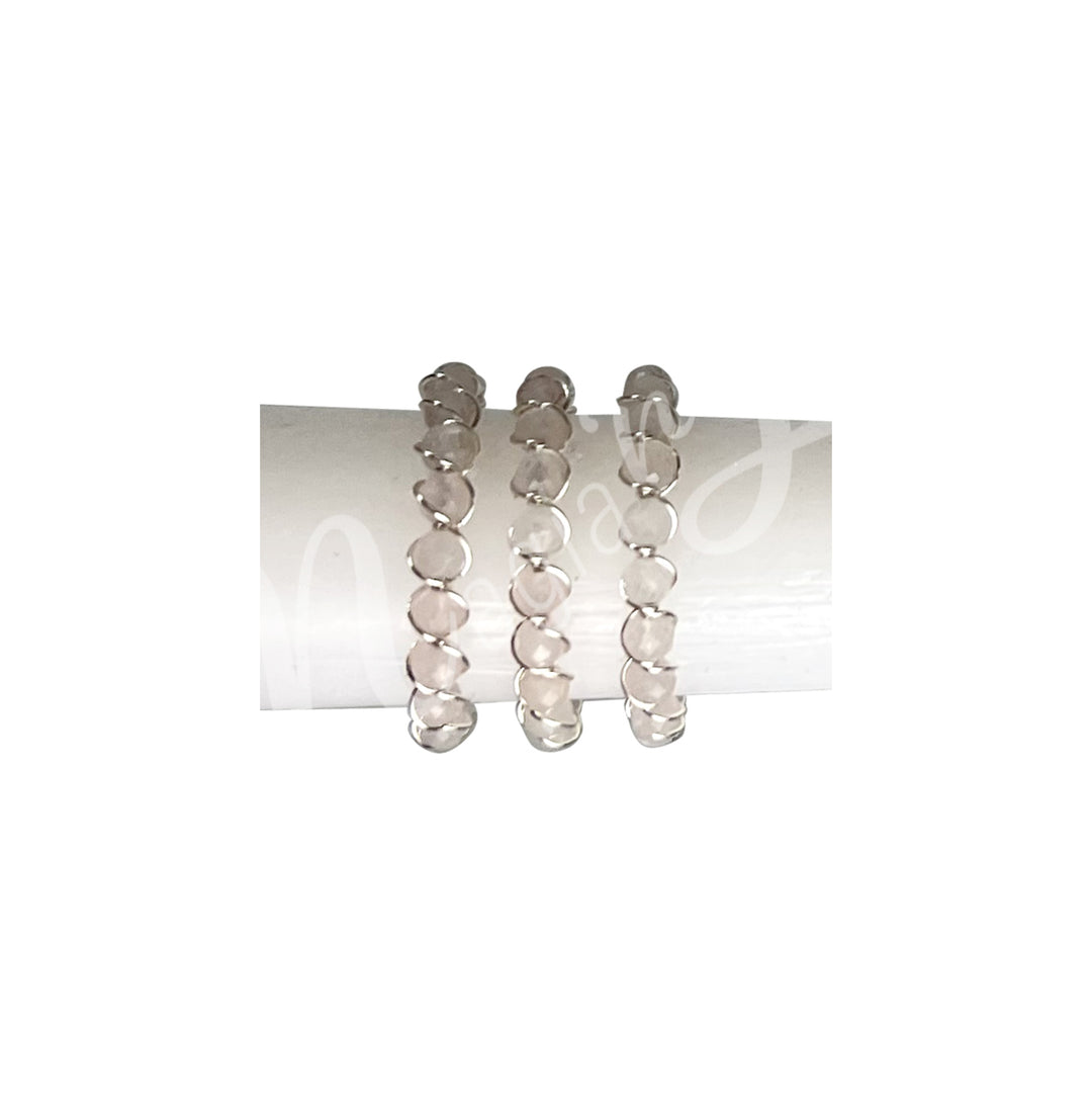 Anillo Ajustable de Cuarzo Rosa Facetado
