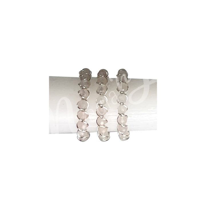 Anillo Ajustable de Cuarzo Rosa Facetado