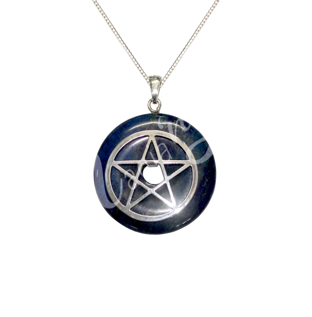 Pendant Set with Donuts Silver Plated Pentacle