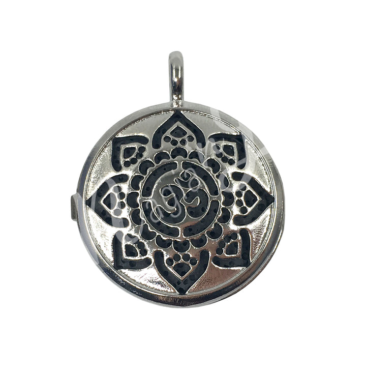 Pendant Cage with Lava Stone Silver Metal 1"