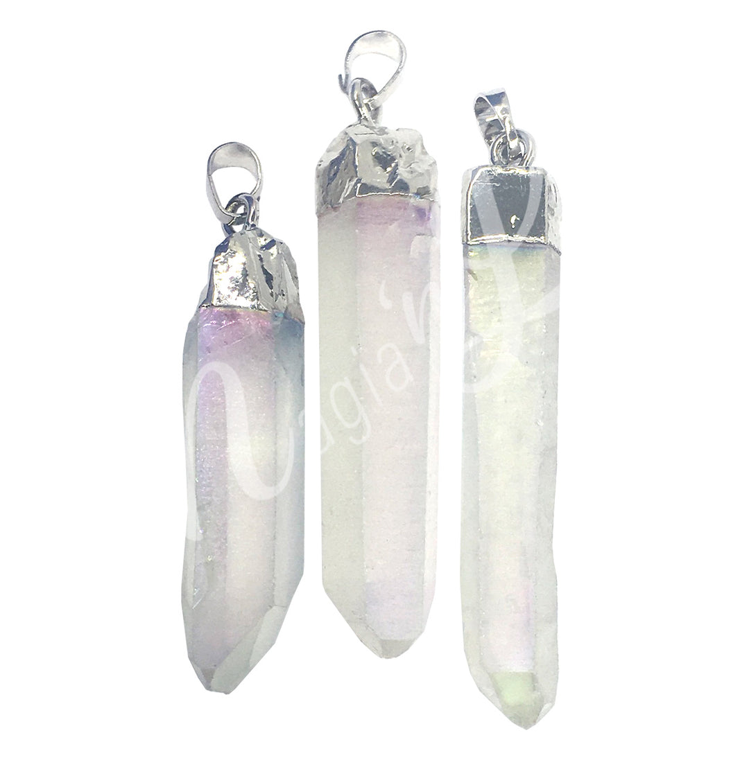 Pendant Point Rough Angel aura Crystal Quartz with Cap 1.75-2.25″