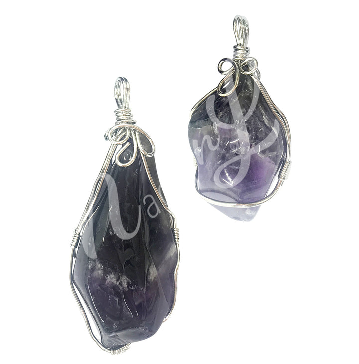 Pendant Wire Wrap Amethyst 1.25"