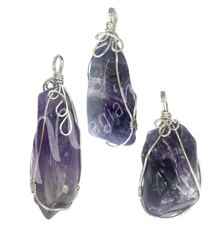 Pendant Wire Wrap Amethyst 1.25"