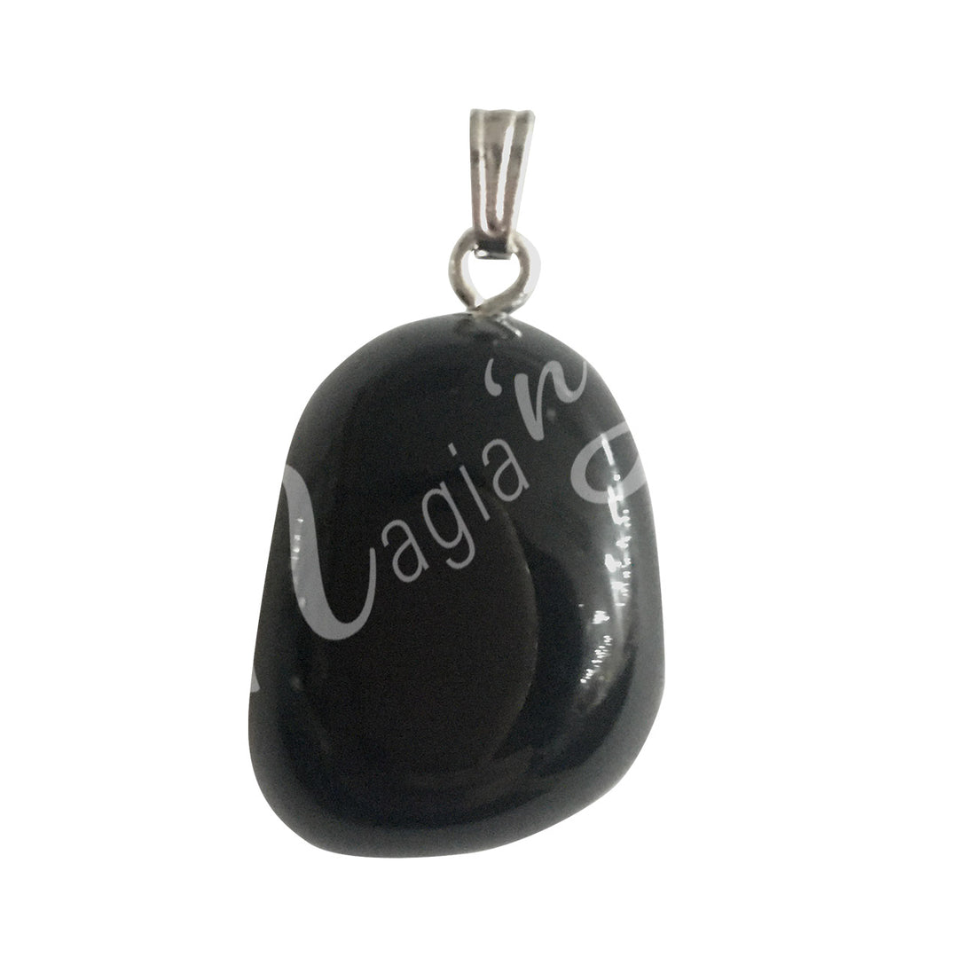 Pendant Tumbled Stone Black Obsidian 0.75-1″