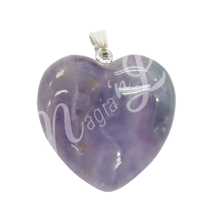 Pendant Heart Rainbow Fluorite 1"