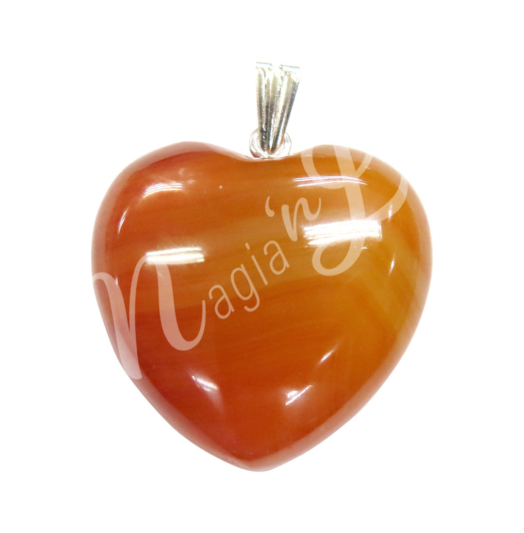 Pendant Heart Carnelian 1"