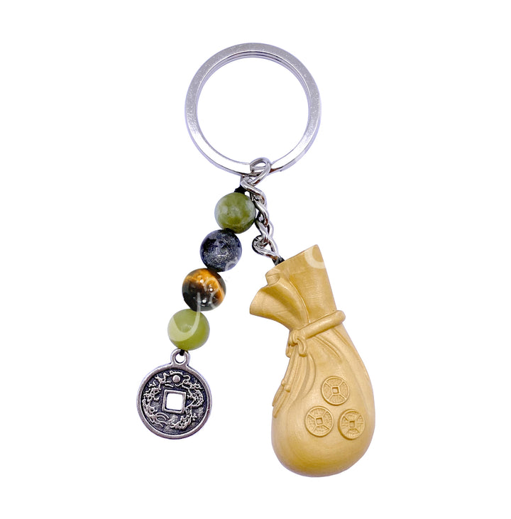 Keychain Wood Money Bag for Prosperity 3.5"L