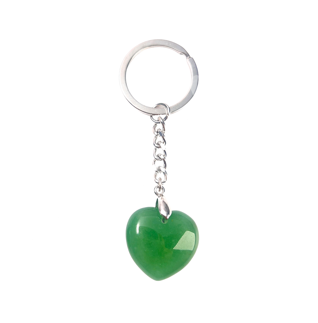 Keychain Green Aventurine Heart Shape 3.25-3.5″L