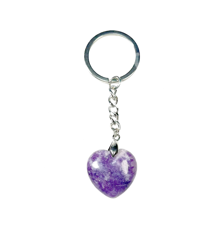 Keychain Heart Shape Lepidolite 3.25-3.5″L