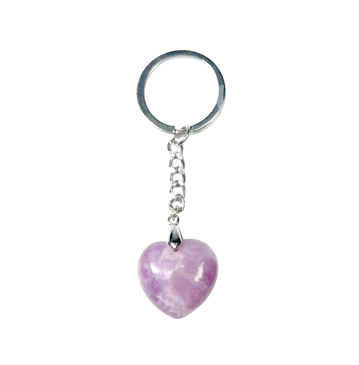 Keychain Heart Shape Lepidolite 3.25-3.5″L