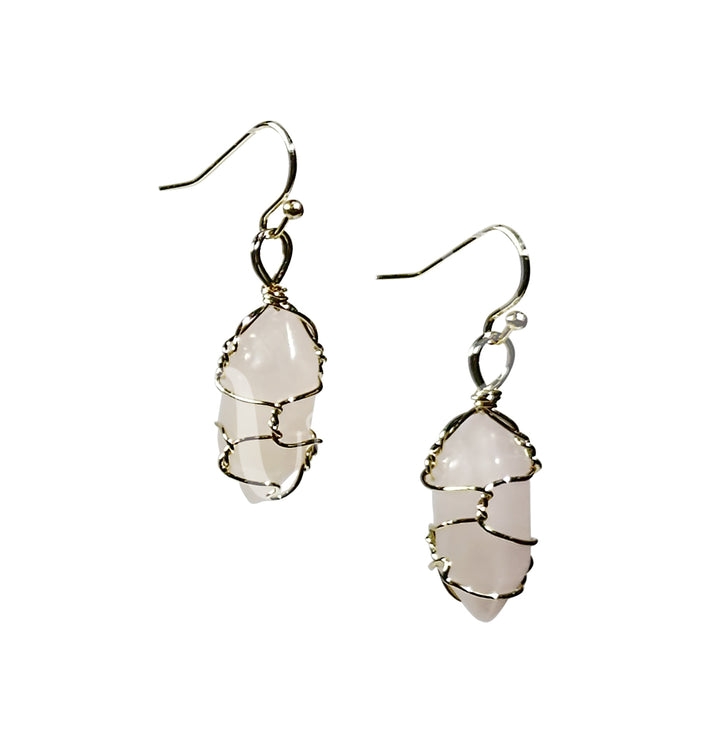 Earrings Rose Quartz 1.25-1.5"