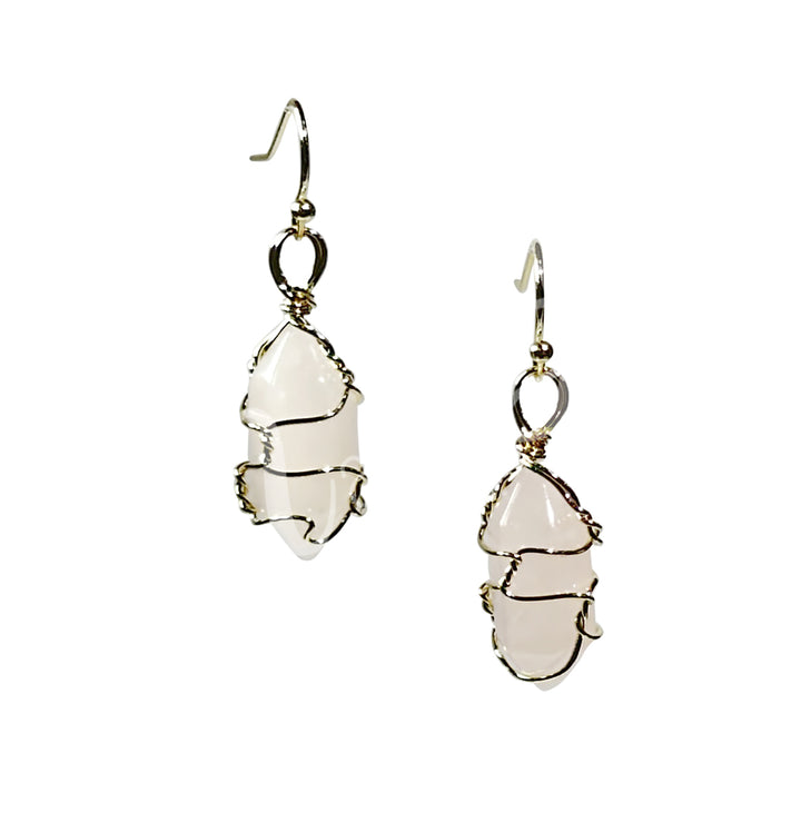 Earrings Rose Quartz 1.25-1.5"