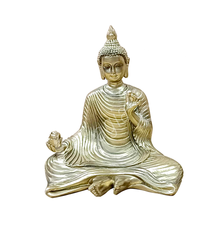 Statue Bronze Sitting Buddha Holding Lotus